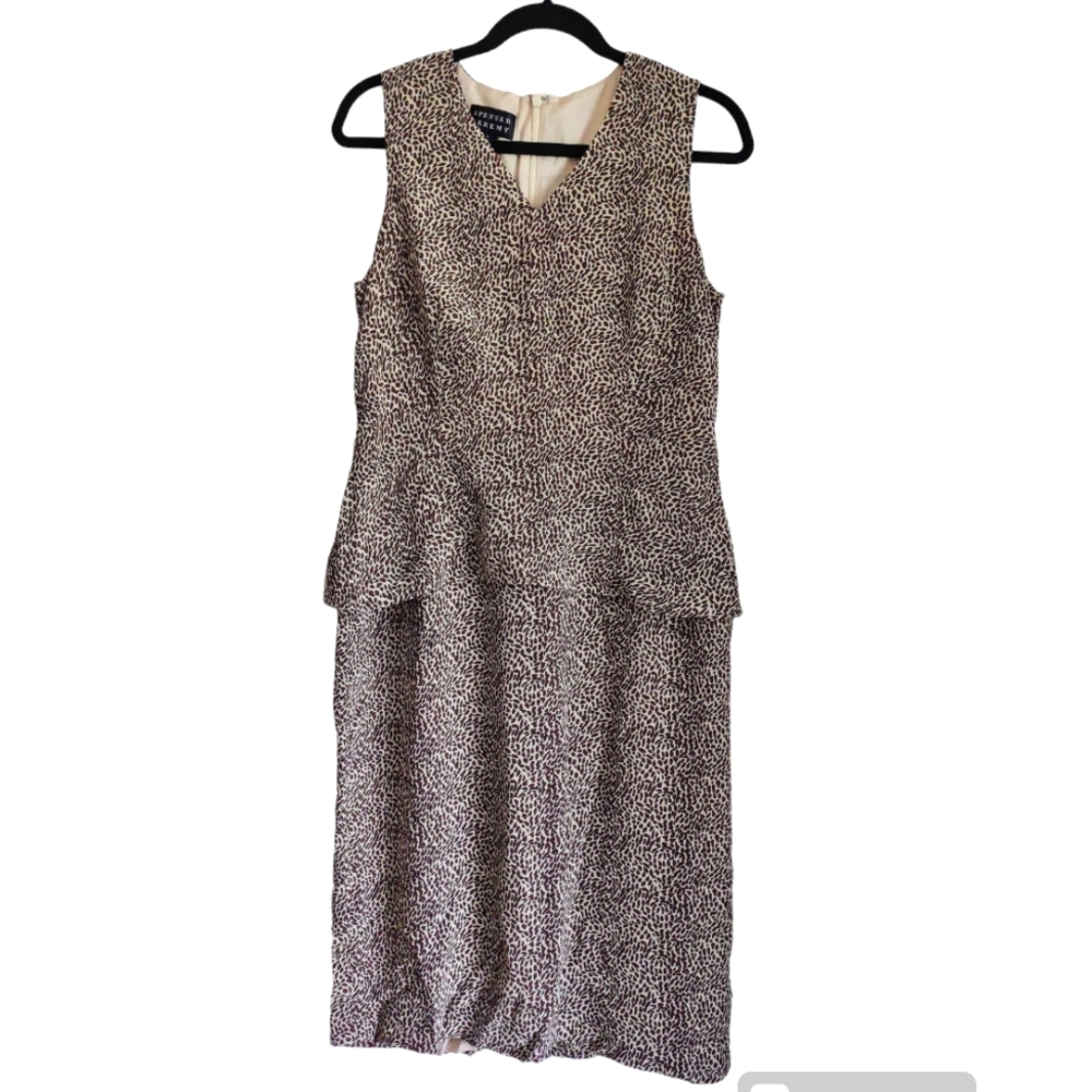 Leopard Print 100% silk Sleeveless dress